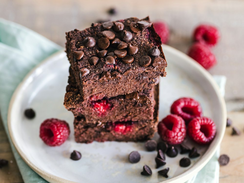 Brownie com framboesas